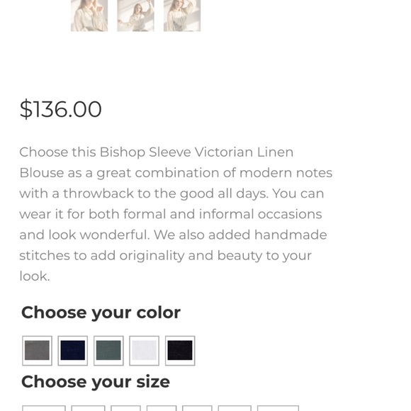 NWOT Pavietra Bishop Sleeve Victorian Linen Blouse - Picture 11 of 11